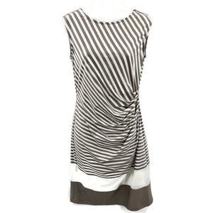 Montego Dress Size 6 Tan Striped Modern Sleeveless
